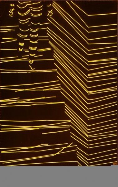 KATARZYNA DITRICH – PATURALSKA – Akt sestupující ze schodů, 2011, 130 x 200 cm, plexisklo, svítící LED pásky
