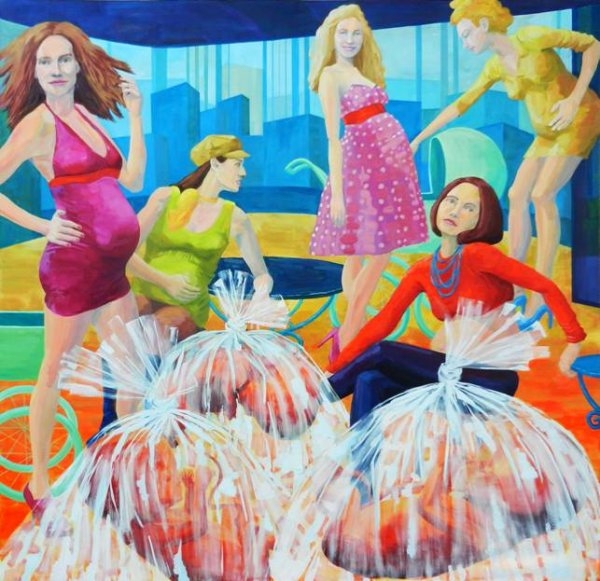 Eva Lucja Kozak – Socializace embrya, 2012, akryl na plátně, 213 cm x 213 cm