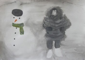 Pegah Amini – Snowman, 2014, watercolor