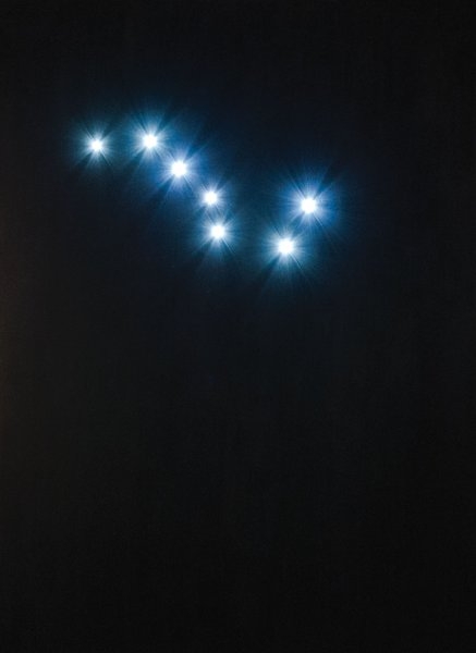 Anselm Schenkluhn – Rychle a zběsile, 2015, akryl na plátně, LED diody