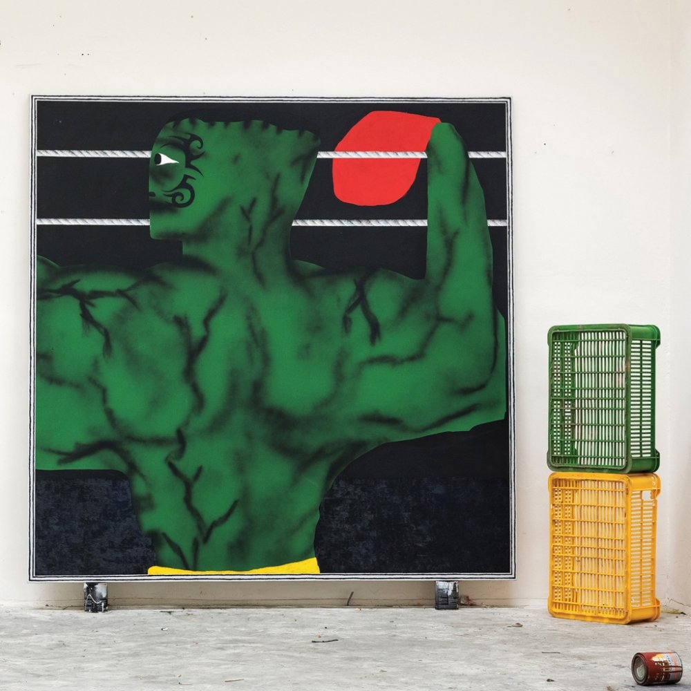Vojtěch Kovařík – Iron Mike, 200 x 200 cm, acrylic on canvas, 2018